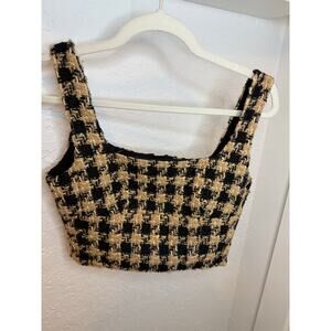 House of Harlow 1960 Tweed Houndstooth Crop Top XS